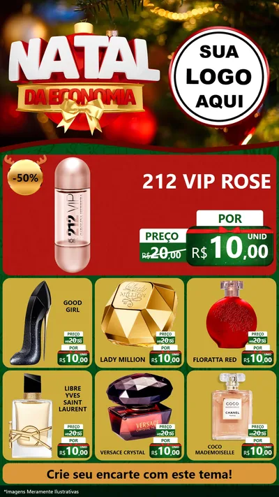 Modelo de Rede Social para Stories com o tema Natal da Economia para Perfumes