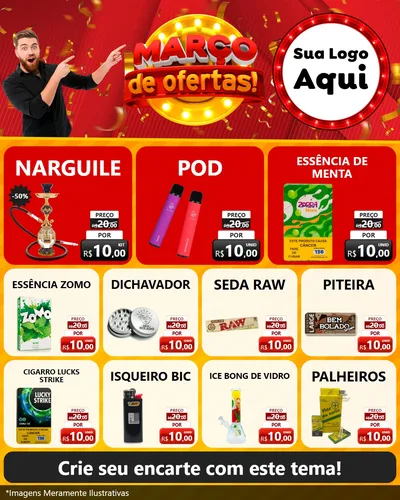 Modelo de Rede Social para Feed Instagram com o tema Março de Ofertas! para Tabacaria