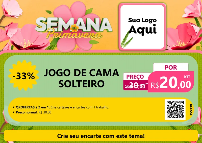 Modelo de Cartaz para Cartaz A4 Horizontal com o tema Semana da Primavera para Cama, Mesa e Banho