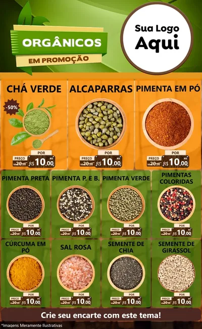Modelo de Encarte para Encarte Grande com o tema Orgânicos em Promoção para Produtos Naturais