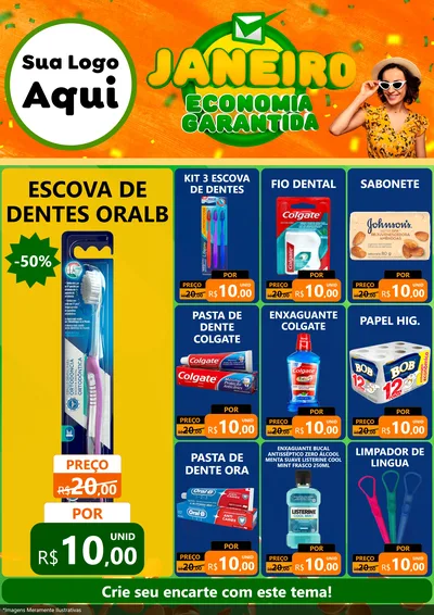 Modelo de Encarte para Encarte A4 Vertical com o tema Janeiro - Economia Garantida para Higiene Pessoal