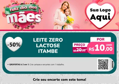 Modelo de Cartaz para Cartaz A4 Horizontal com o tema Feliz Dia das Mães para Frios e Laticínios