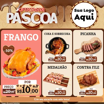 Modelo de Rede Social para Feed Facebook com o tema Ofertas de Páscoa para Assados