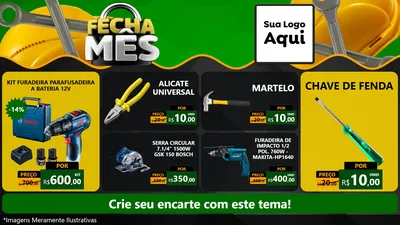 Modelo de TV para TV Horizontal com o tema Fecha Mês para Maquinas e Ferramentas