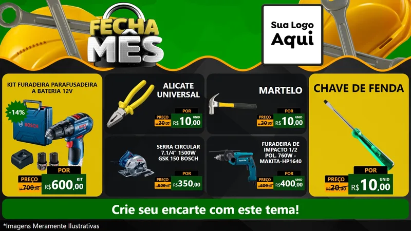 Modelo de TV para TV Horizontal com o tema Fecha Mês para Maquinas e Ferramentas