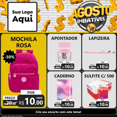 Modelo de Rede Social para Feed Facebook com o tema Agosto imbatível para Papelaria