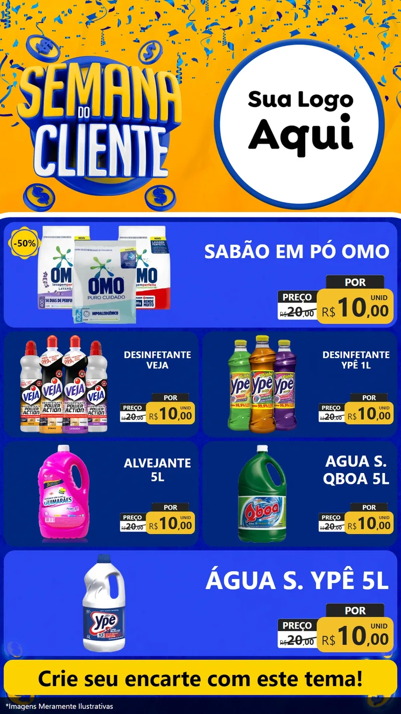 Modelo de TV para TV Vertical com o tema Semana do Cliente para Produtos de Limpeza