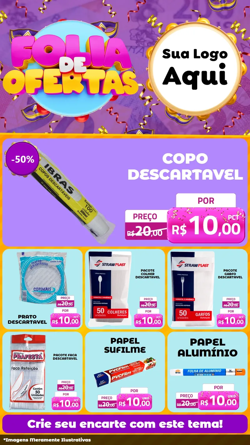Modelo de Rede Social para Stories com o tema Folia de Ofertas para Embalagens