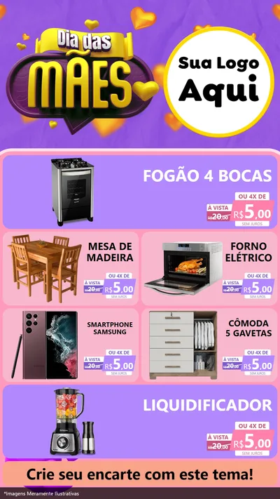 Modelo de TV para TV Vertical com o tema Dia das Mães para Móveis e Eletro