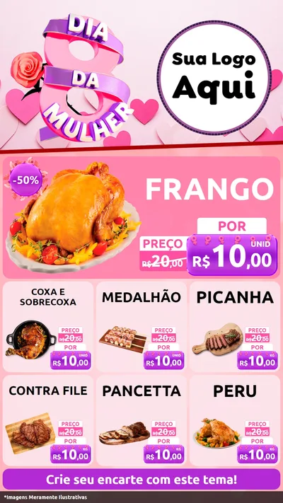 Modelo de Rede Social para Stories com o tema Dia da Mulher para Assados