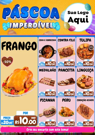 Modelo de Encarte para Encarte A4 Vertical com o tema Páscoa Imperdível para Assados