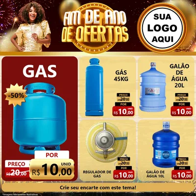 Modelo de Rede Social para Feed Facebook com o tema Fim de Ano de Ofertas para Água e gás
