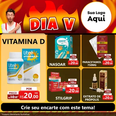 Modelo de Rede Social para Feed Facebook com o tema Dia V para Farmácia