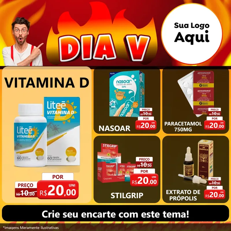Modelo de Rede Social para Feed Facebook com o tema Dia V para Farmácia