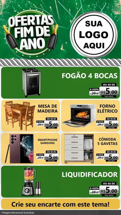 Modelo de TV para TV Vertical com o tema Ofertas Fim de Ano para Móveis e Eletro