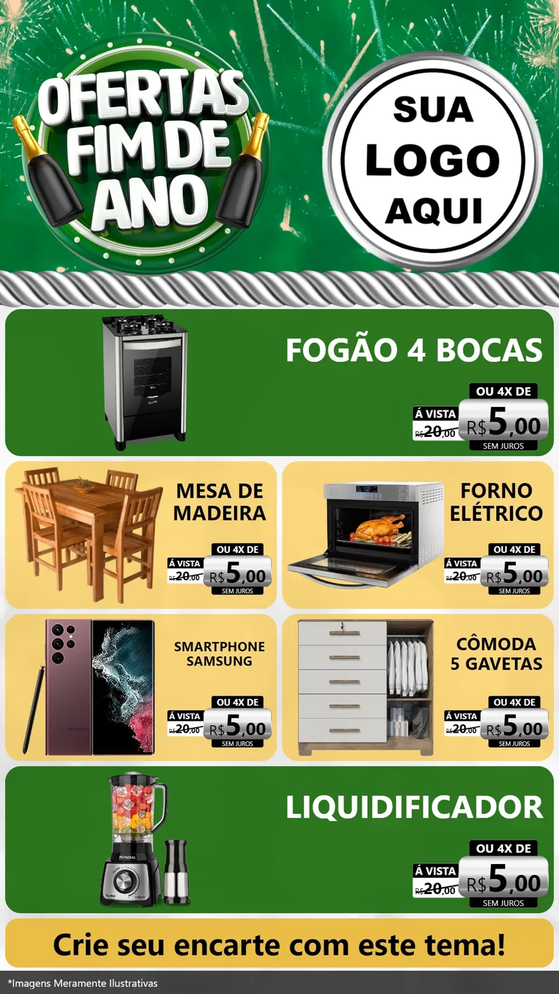 Modelo de TV para TV Vertical com o tema Ofertas Fim de Ano para Móveis e Eletro