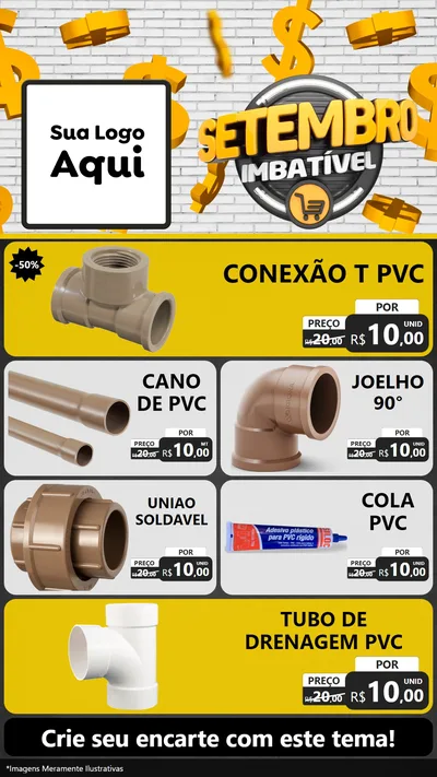 Modelo de TV para TV Vertical com o tema Setembro Imbatível para Tubos e conexões