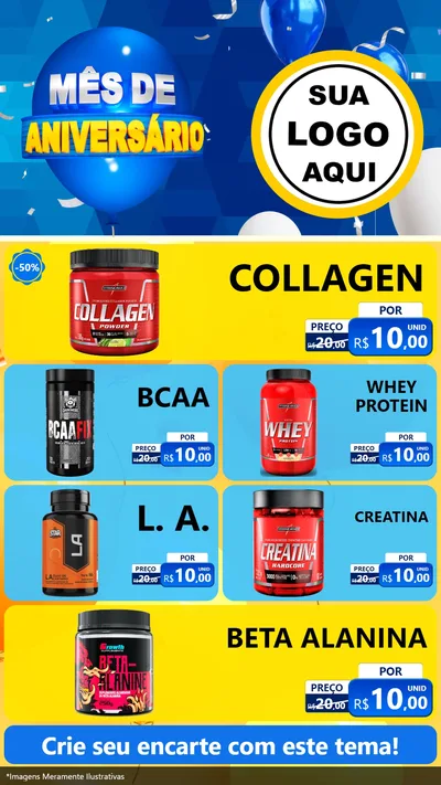 Modelo de TV para TV Vertical com o tema Mês de Aniversário para Suplementos alimentares