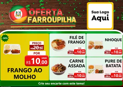 Modelo de Encarte para Encarte A4 Horizontal com o tema Oferta Farroupilha para Restaurante