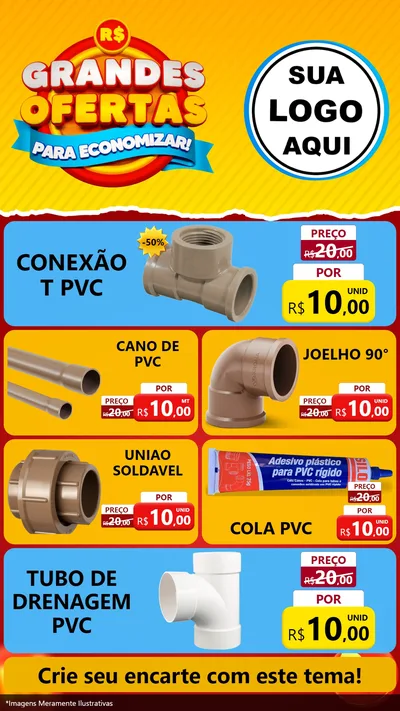 Modelo de TV para TV Vertical com o tema Grandes Ofertas Para Economizar! para Tubos e conexões