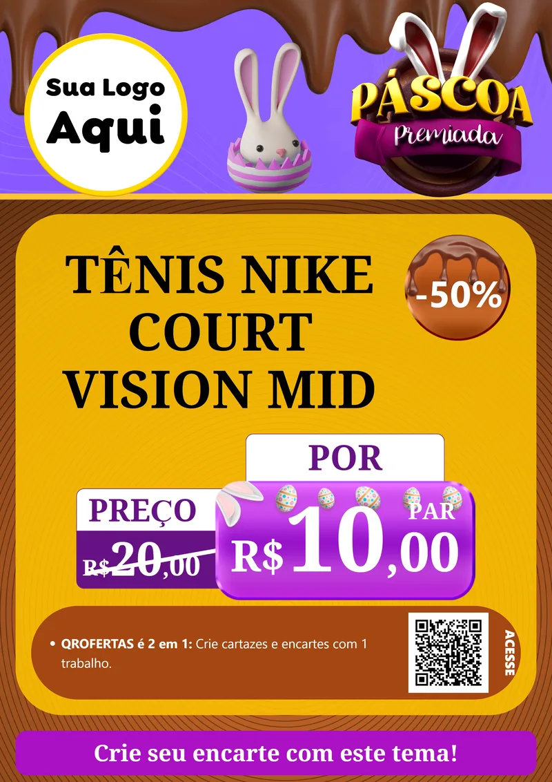Modelo de Cartaz para Cartaz A4 Vertical com o tema Páscoa Premiada para Calçados