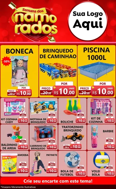 Modelo de Encarte para Encarte Grande com o tema Semana dos namorados para Brinquedos