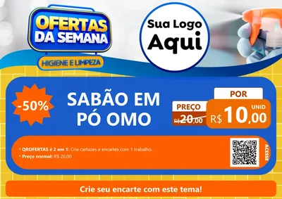 Modelo de Cartaz para Cartaz A4 Horizontal com o tema Ofertas da Semana - Higiene e Limpeza para Produtos de Limpeza