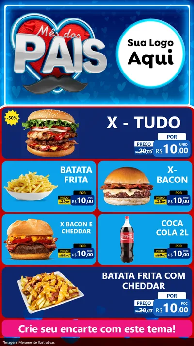 Modelo de TV para TV Vertical com o tema Mês Dos Pais para Hamburgueria