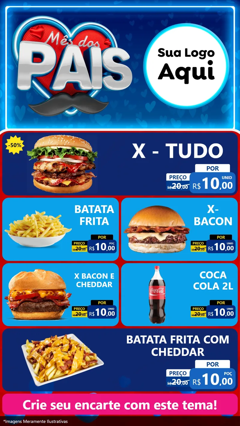 Modelo de TV para TV Vertical com o tema Mês Dos Pais para Hamburgueria
