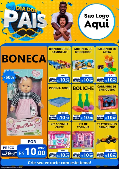 Modelo de Encarte para Encarte A4 Vertical com o tema Dia dos Pais para Brinquedos