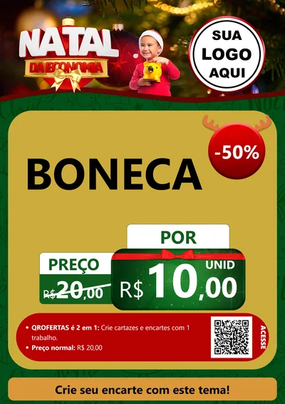Modelo de Cartaz para Cartaz A4 Vertical com o tema Natal da Economia para Brinquedos