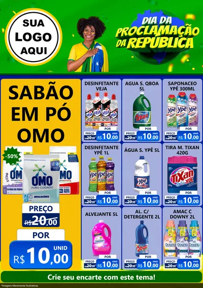 Modelo de Encarte para Encarte A4 Vertical com o tema Dia Da Proclamação Da República para Produtos de Limpeza