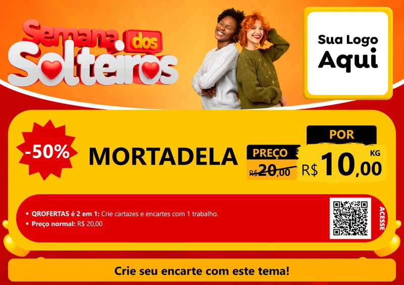 Modelo de Cartaz para Cartaz A4 Horizontal com o tema Semana dos Solteiros para Frios e Laticínios