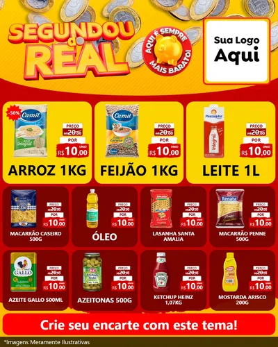 Modelo de Rede Social para Feed Instagram com o tema Segundou do Real para Supermercado