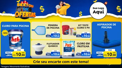 Modelo de TV para TV Horizontal com o tema Sextou de Ofertas para Produtos para Piscina