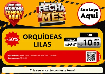 Modelo de Cartaz para Cartaz A4 Horizontal com o tema Fecha Mês para Floricultura e jardim