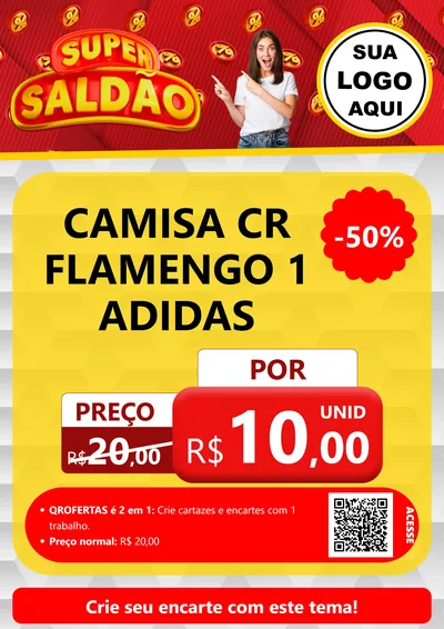 Modelo de Cartaz para Cartaz A4 Vertical com o tema Super Saldão para Roupas e acessórios