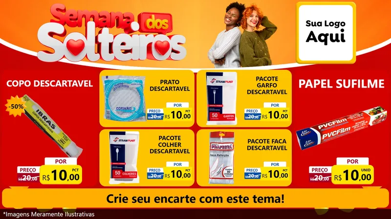 Modelo de TV para TV Horizontal com o tema Semana dos Solteiros para Embalagens