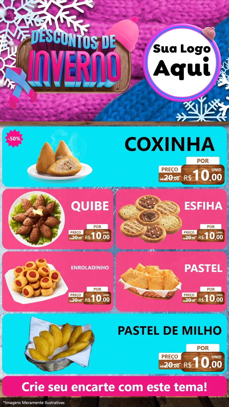 Modelo de TV para TV Vertical com o tema Descontos de Inverno para Salgadaria