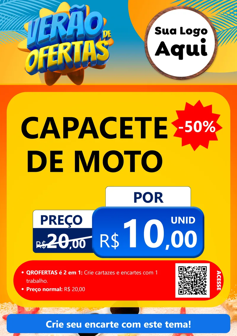 Modelo de Cartaz para Cartaz A4 Vertical com o tema Verão de Ofertas para Moto peças
