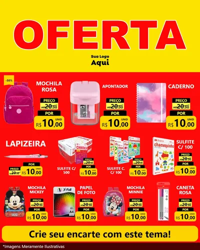 Modelo de Rede Social para Feed Instagram com o tema OFERTA - Vermelho Cartaz para Papelaria