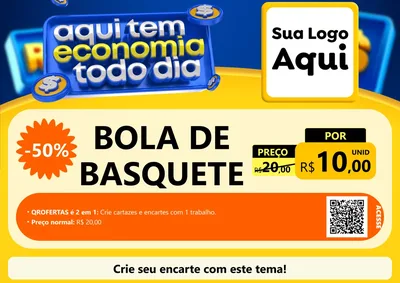 Modelo de Cartaz para Cartaz A4 Horizontal com o tema Aqui Tem Economia Todo Dia para Artigos Esportivos