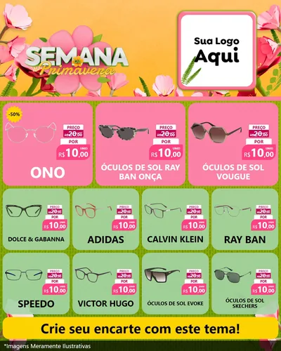 Modelo de Rede Social para Feed Instagram com o tema Semana da Primavera para Óticas