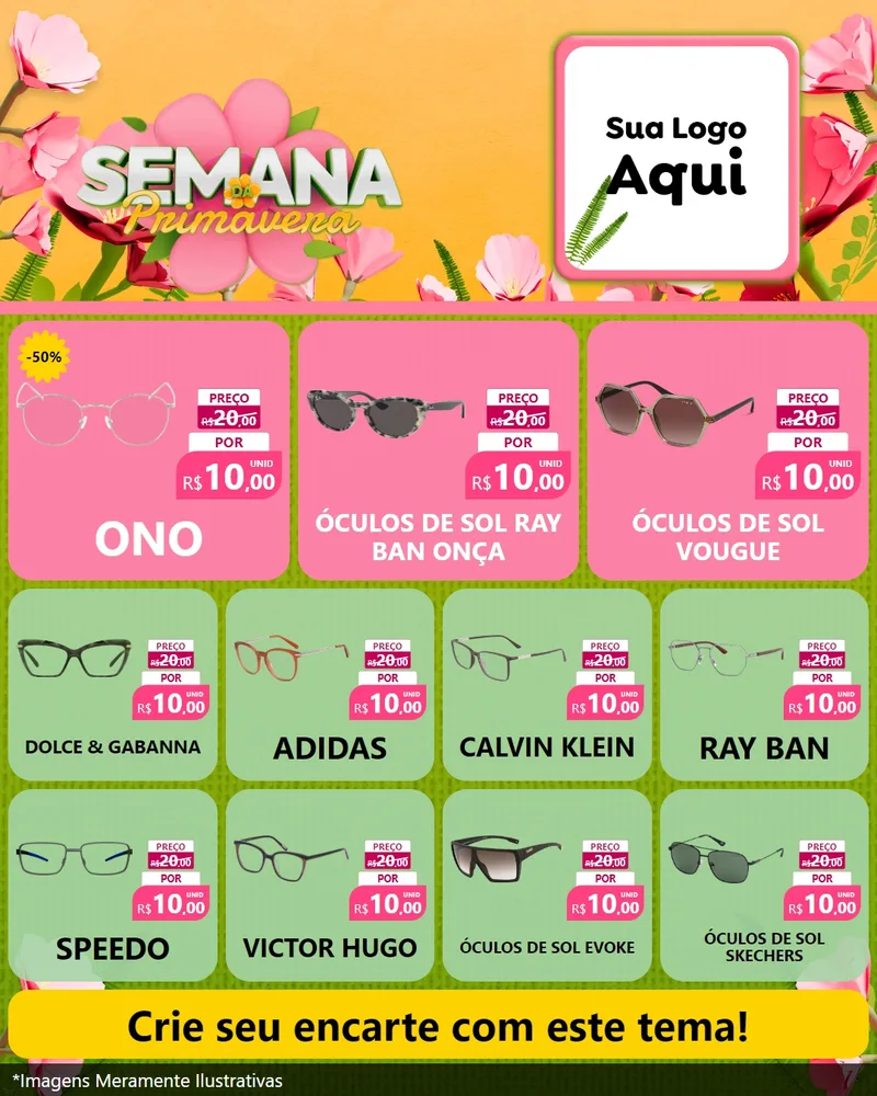 Modelo de Rede Social para Feed Instagram com o tema Semana da Primavera para Óticas