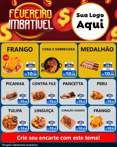 Modelo de Rede Social para Feed Instagram com o tema Fevereiro Imbatível para Assados