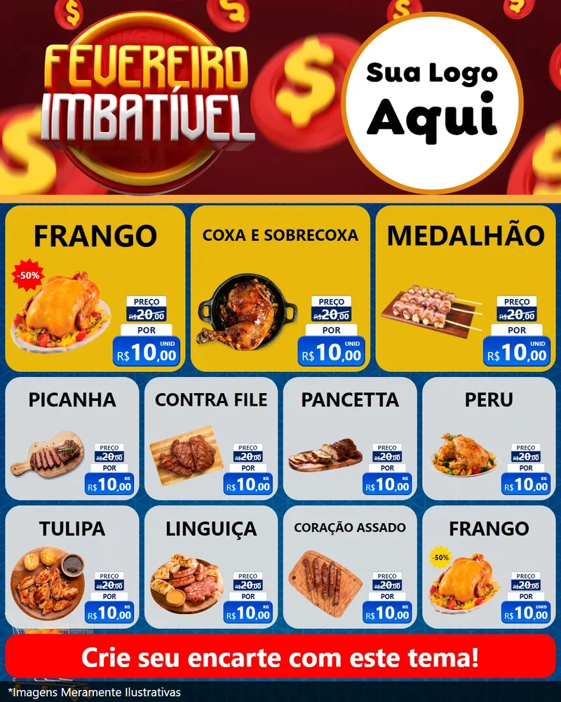 Modelo de Rede Social para Feed Instagram com o tema Fevereiro Imbatível para Assados