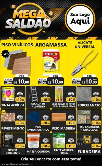 Modelo de Encarte para Encarte Grande com o tema Mega Saldão para Material para Construção
