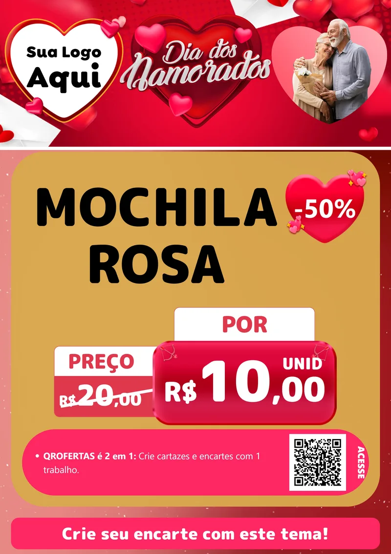 Modelo de Cartaz para Cartaz A4 Vertical com o tema Dia Dos Namorados para Papelaria