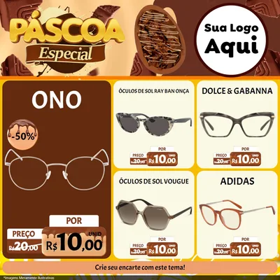 Modelo de Rede Social para Feed Facebook com o tema Páscoa Especial para Óticas