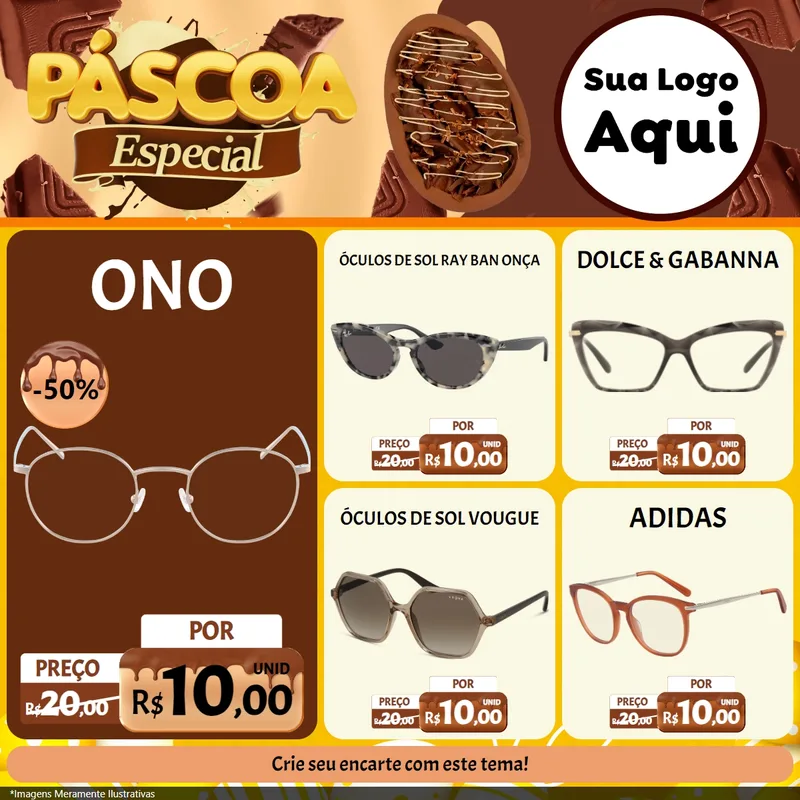 Modelo de Rede Social para Feed Facebook com o tema Páscoa Especial para Óticas